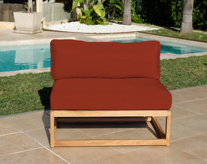 Laguna Teak Outdoor Small Armless Chair. Sunbrella Cushion