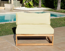 Laguna Teak Outdoor Small Armless Chair. Sunbrella Cushion