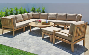 Teak Outdoor Patio Furniture Sectional with Sunbrella Cushion