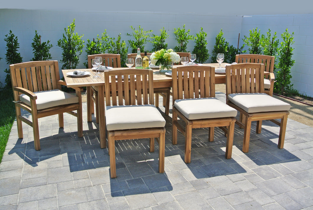 Teak Outdoor Dining Set with Expansion Table