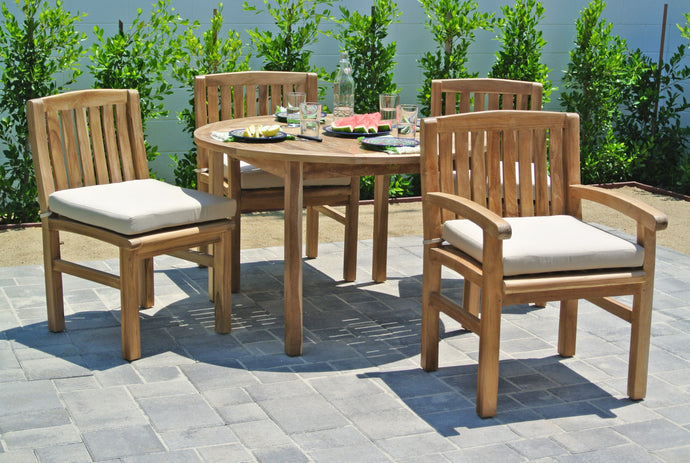 Teak Outdoor Patio Dining Set with Sunbrella Cushion