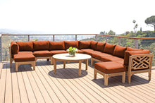 12 pc Monterey Teak Sectional Seating Group with 48" Chat Table. Sunbrella Cushion.