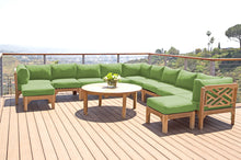 12 pc Monterey Teak Sectional Seating Group with 52" Chat Table. Sunbrella Cushion.