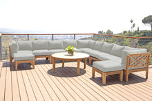 12 pc Monterey Teak Sectional Seating Group with 48" Chat Table. Sunbrella Cushion.