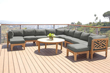 12 pc Monterey Teak Sectional Seating Group with 48" Chat Table. Sunbrella Cushion.
