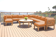 12 pc Monterey Teak Sectional Seating Group with 52" Chat Table. Sunbrella Cushion.