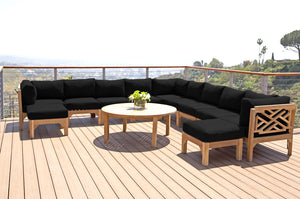 12 pc Monterey Teak Sectional Seating Group with 52" Chat Table. Sunbrella Cushion.