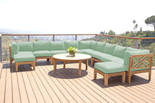 12 pc Monterey Teak Sectional Seating Group with 52" Chat Table. Sunbrella Cushion.