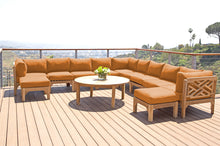 12 pc Monterey Teak Sectional Seating Group with 48" Chat Table. Sunbrella Cushion.