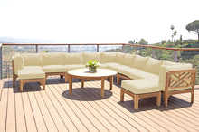 12 pc Monterey Teak Sectional Seating Group with 48" Chat Table. Sunbrella Cushion.