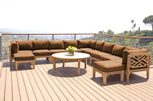 12 pc Monterey Teak Sectional Seating Group with 48" Chat Table. Sunbrella Cushion.