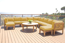 12 pc Monterey Teak Sectional Seating Group with 48" Chat Table. Sunbrella Cushion.
