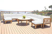 12 pc Monterey Teak Sectional Seating Group with 52" Chat Table. Sunbrella Cushion.