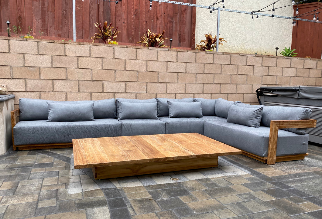 9pc pc Hermosa Teak Sectional with 72