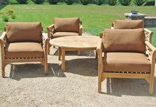 5 pc Monterey Teak Deep Seating Set with 52" Chat Table. Sunbrella Cushion.